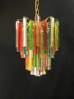 Discount Pamono Murano Glass Chandelier with Trihedral Prisms in the style of Venini, Venice, Italy, 1972