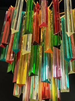 Discount Pamono Murano Glass Chandelier with Trihedral Prisms in the style of Venini, Venice, Italy, 1972