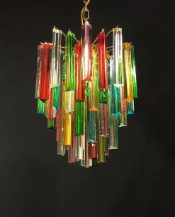 Discount Pamono Murano Glass Chandelier with Trihedral Prisms in the style of Venini, Venice, Italy, 1972