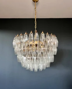 Best Pamono Murano Glass Chandelier with 111 Polyedry, 1990s