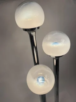 Best Pamono Murano Glass Chromed Steel Ground Lamp in the style of Mazzega, Italy, 1960s