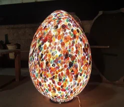 New Pamono Murano Glass Egg Lamp by 1295 Murano