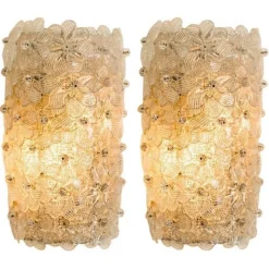 Discount Pamono Murano Glass Floral Wall Sconces, Italy, 1960s, Set of 2