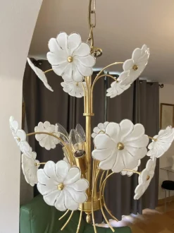 Discount Pamono Murano Glass Flower Chandelier, Italy, 1980s