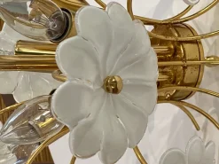 Discount Pamono Murano Glass Flower Chandelier, Italy, 1980s
