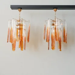 Discount Pamono Murano Glass Flower Petal Pendants from Mazzega, 1970s, Set of 2