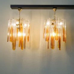 Discount Pamono Murano Glass Flower Petal Pendants from Mazzega, 1970s, Set of 2