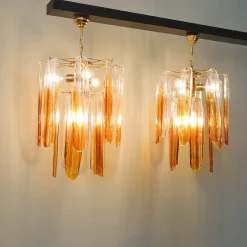 Discount Pamono Murano Glass Flower Petal Pendants from Mazzega, 1970s, Set of 2