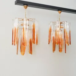 Discount Pamono Murano Glass Flower Petal Pendants from Mazzega, 1970s, Set of 2