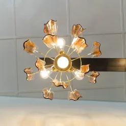 Discount Pamono Murano Glass Flower Petal Pendants from Mazzega, 1970s, Set of 2