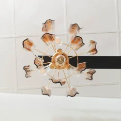 Discount Pamono Murano Glass Flower Petal Pendants from Mazzega, 1970s, Set of 2