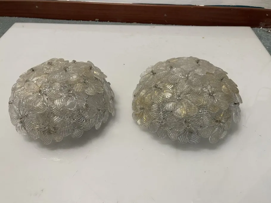 Best Pamono Murano Glass Flower Sconces by Seguso, 1960s, Set of 2