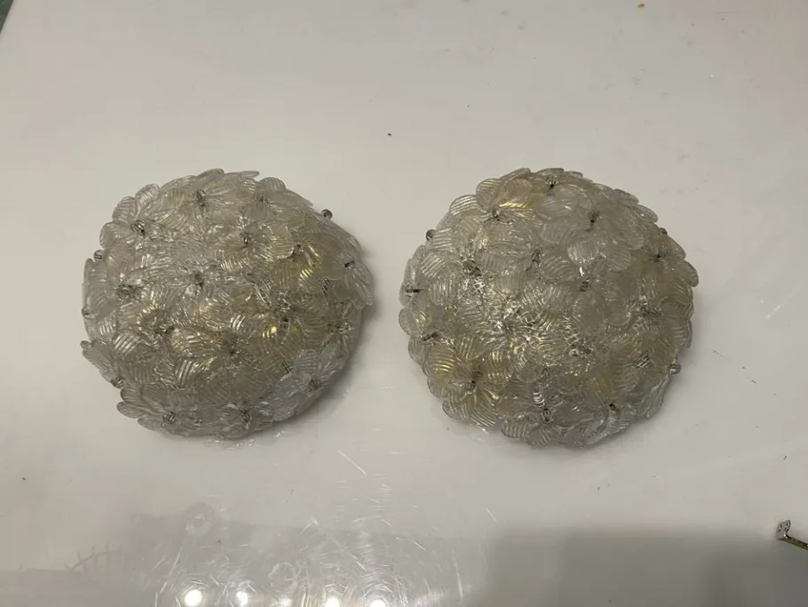 Best Pamono Murano Glass Flower Sconces by Seguso, 1960s, Set of 2