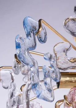 Discount Pamono Murano Glass Flush Mount in Glass and Brass from Kalmar, 1960s