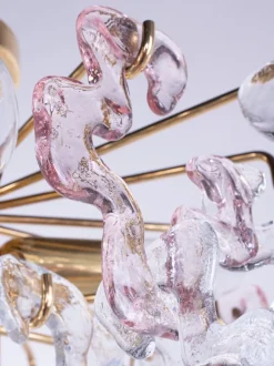 Discount Pamono Murano Glass Flush Mount in Glass and Brass from Kalmar, 1960s