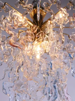 Discount Pamono Murano Glass Flush Mount in Glass and Brass from Kalmar, 1960s