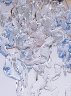 Discount Pamono Murano Glass Flush Mount in Glass and Brass from Kalmar, 1960s