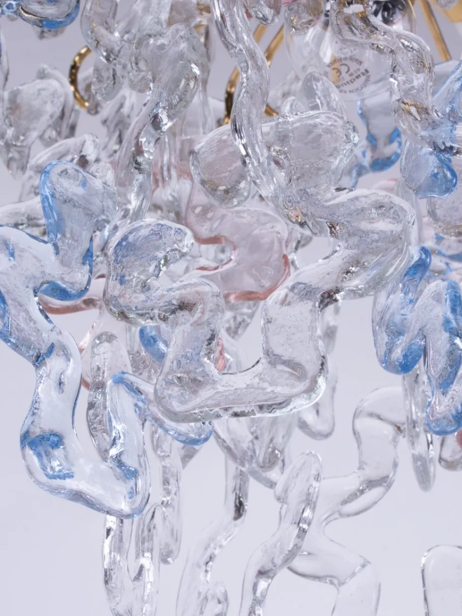 Discount Pamono Murano Glass Flush Mount in Glass and Brass from Kalmar, 1960s