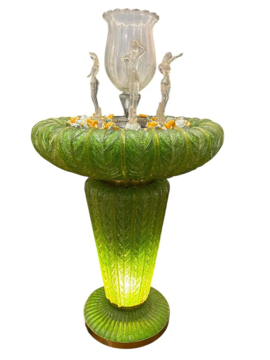 Hot Pamono Murano Glass Fountain Lamp by Barovier, 1960s