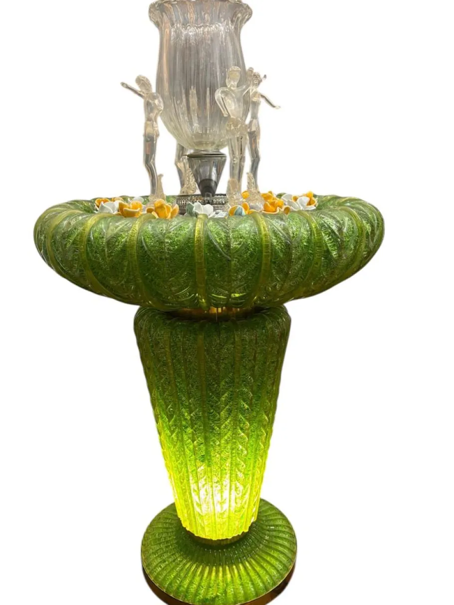 Hot Pamono Murano Glass Fountain Lamp by Barovier, 1960s