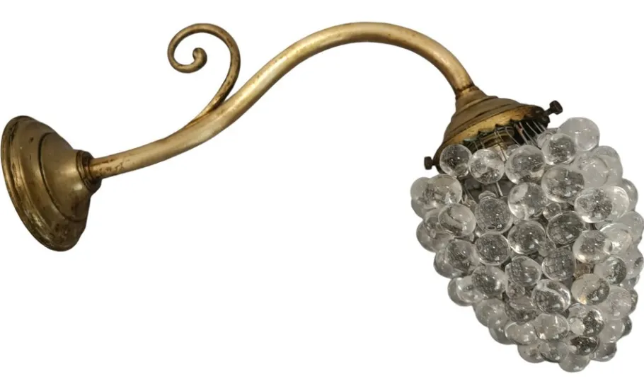 Best Pamono Murano Glass Grapes Wall Lamp, 1930s
