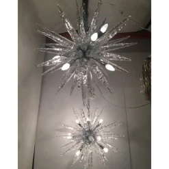 Hot Pamono Murano Glass Ice Clear Sputnik Chandeliers by Simoeng, Set of 2