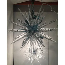 Hot Pamono Murano Glass Ice Clear Sputnik Chandeliers by Simoeng, Set of 2