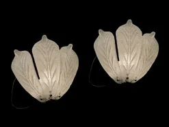 Clearance Pamono Murano Glass Leaf Sconces, Set of 2