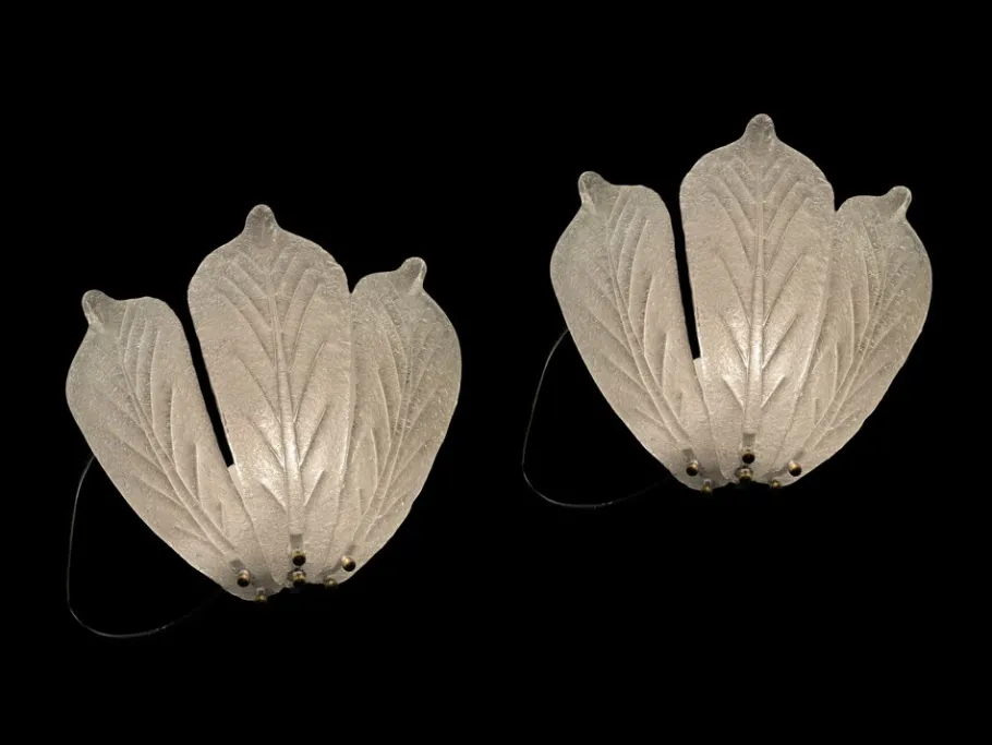 Clearance Pamono Murano Glass Leaf Sconces, Set of 2