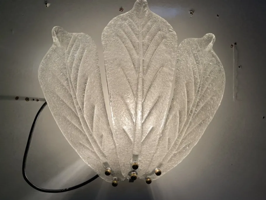 Clearance Pamono Murano Glass Leaf Sconces, Set of 2