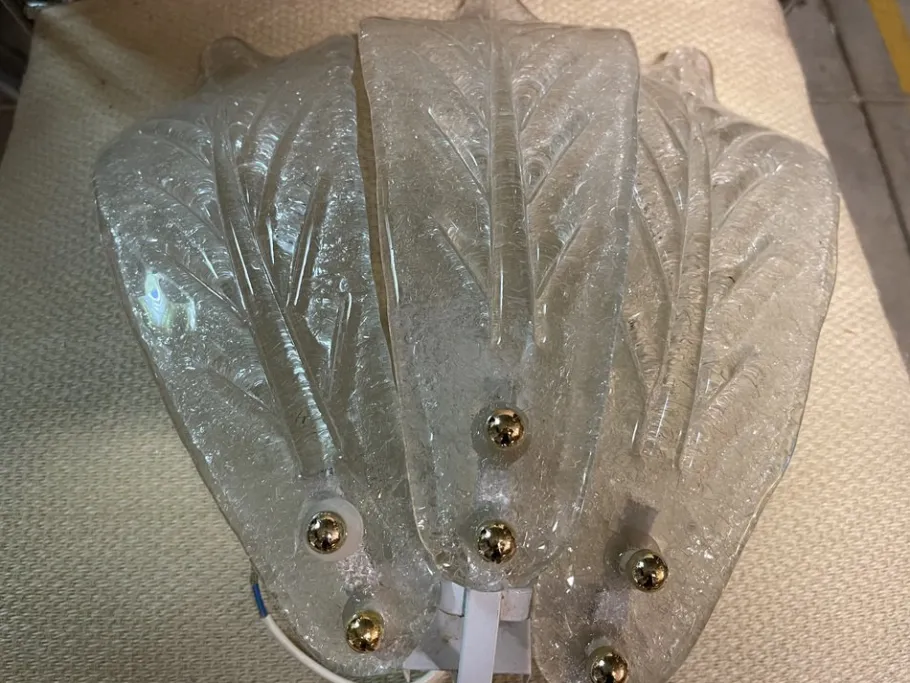 Clearance Pamono Murano Glass Leaf Sconces, Set of 2