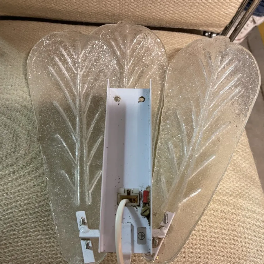 Clearance Pamono Murano Glass Leaf Sconces, Set of 2