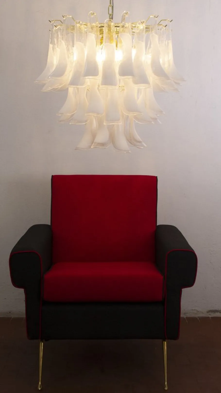 Hot Pamono Murano Glass Petal Chandelier, Italy, 1990s