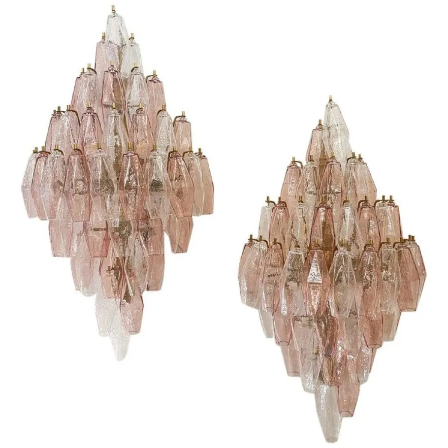 Discount Pamono Murano Glass Polyhedral Wall Sconces attributed to Carlo Scarpa for Venini, 1960s, Set of 2