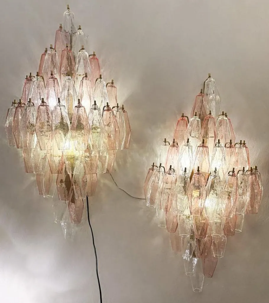 Discount Pamono Murano Glass Polyhedral Wall Sconces attributed to Carlo Scarpa for Venini, 1960s, Set of 2