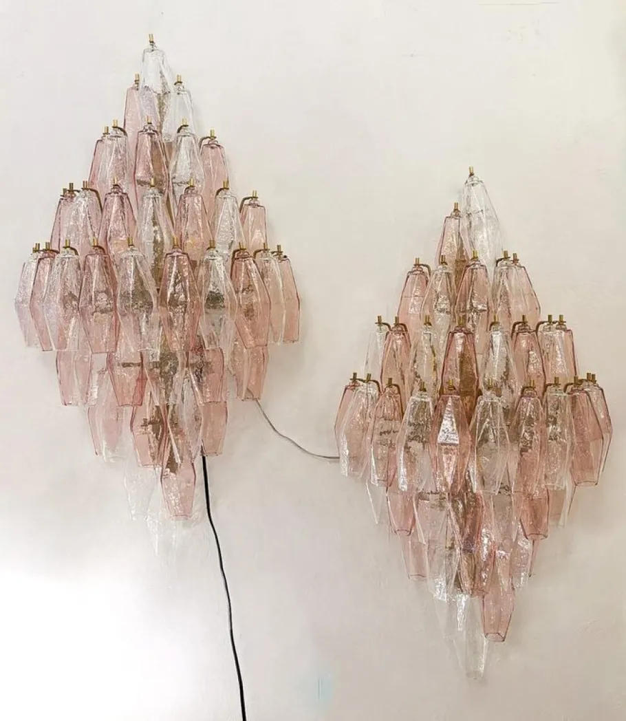 Discount Pamono Murano Glass Polyhedral Wall Sconces attributed to Carlo Scarpa for Venini, 1960s, Set of 2