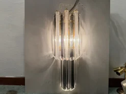 Hot Pamono Murano Glass Prism Sconces, 1970s, Set of 2