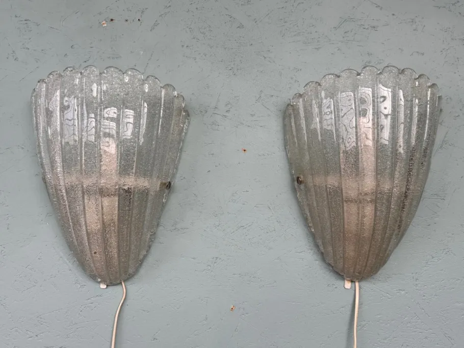 Best Pamono Murano Glass Sconces in Grit, Italy, 1970s, Set of 2