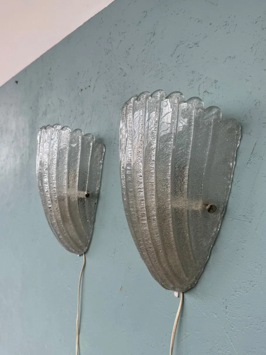 Best Pamono Murano Glass Sconces in Grit, Italy, 1970s, Set of 2