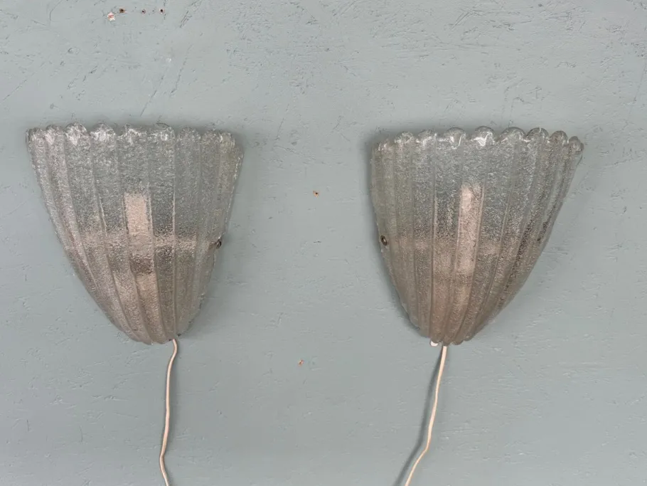 Best Pamono Murano Glass Sconces in Grit, Italy, 1970s, Set of 2