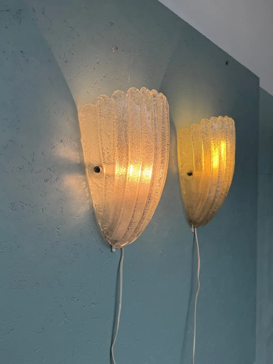 Best Pamono Murano Glass Sconces in Grit, Italy, 1970s, Set of 2