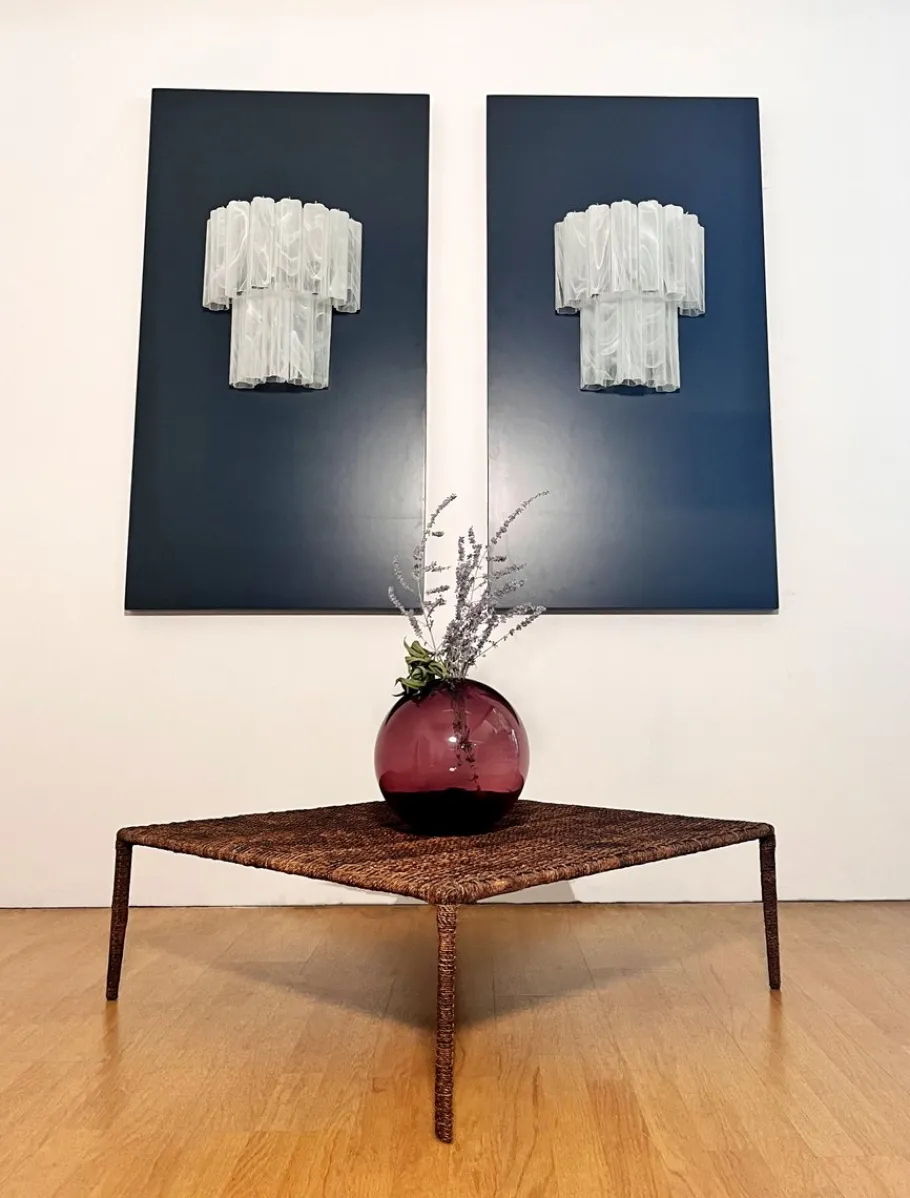 Clearance Pamono Murano Glass Tube Wall Sconces with 13 White Alabaster Glass Tubes, 1990s, Set of 2