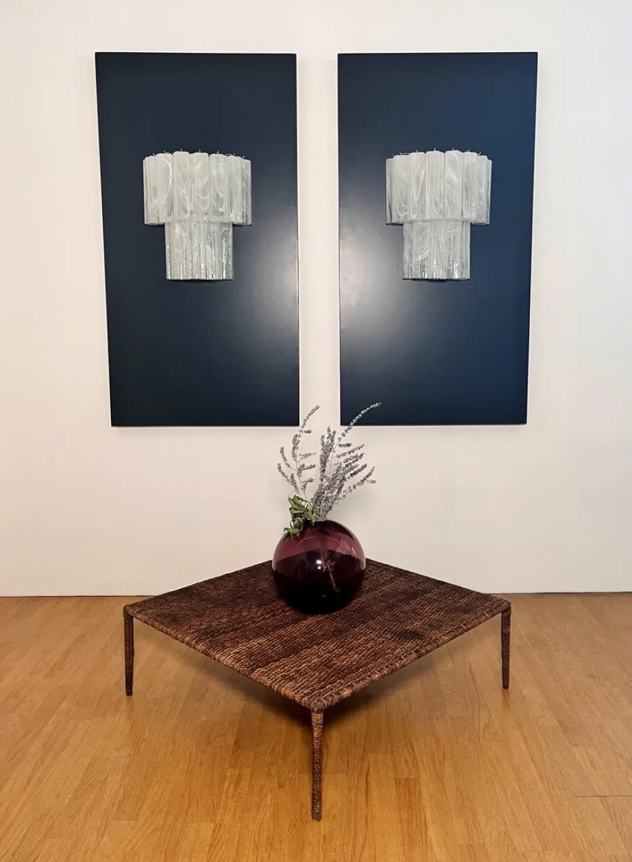 Clearance Pamono Murano Glass Tube Wall Sconces with 13 White Alabaster Glass Tubes, 1990s, Set of 2