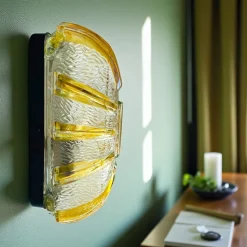 Best Pamono Murano Glass Type Rectangular Flush Mount, 1960s