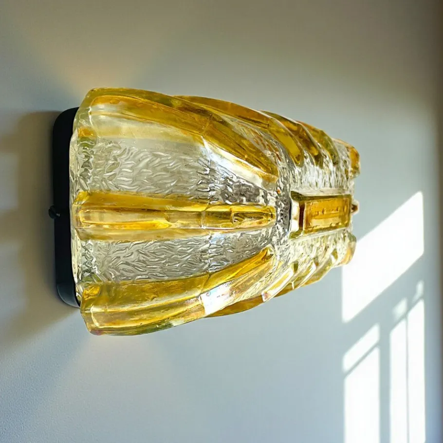 Best Pamono Murano Glass Type Rectangular Flush Mount, 1960s