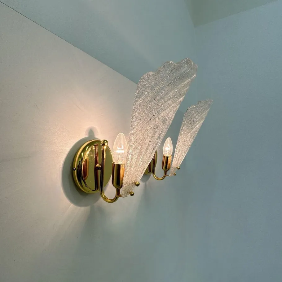 Best Pamono Murano Glass Wall Lamps, Italy, 1970s, Set of 2