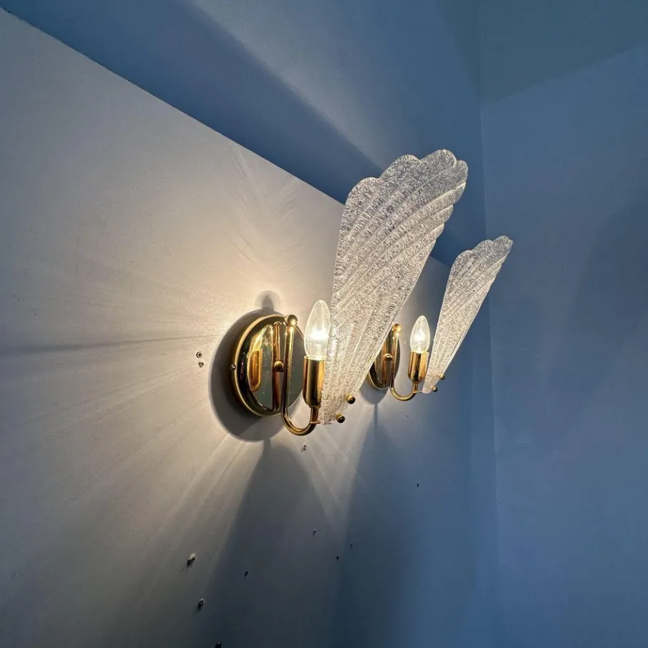 Best Pamono Murano Glass Wall Lamps, Italy, 1970s, Set of 2