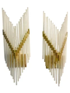 Discount Pamono Murano Glass Wall Lights attributed to Gaetano Sciolari, Italy, 1970s, Set of 2