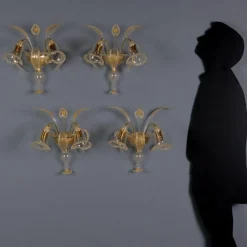 Hot Pamono Murano Glass Wall Lights, Set of 4