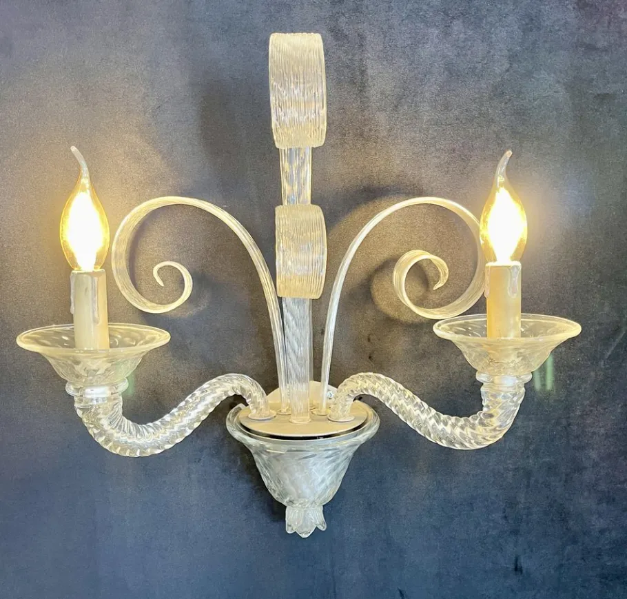 Clearance Pamono Murano Glass Wall Lights, Set of 2